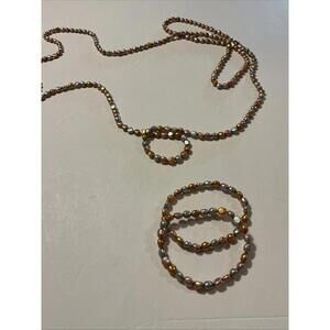 vintage Pastel Colored freshwater Cultured 64” pearl necklace And Bracelets Set